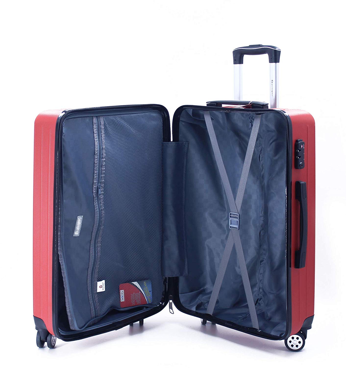 luggage travel trolley with 4 wheels 3 pieces set,red 8019